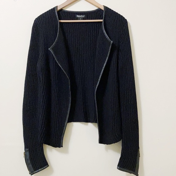 Lucky Brand open black cardigan with trim - Picture 1 of 11